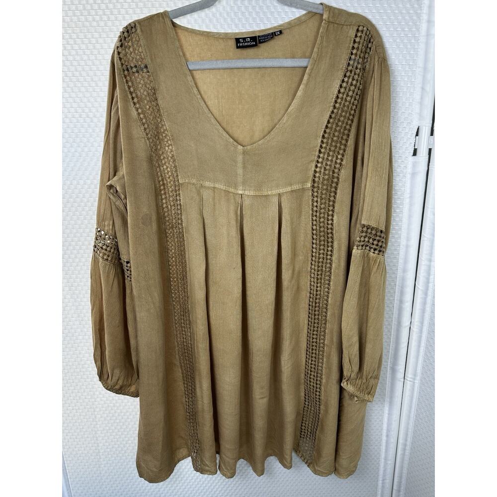 S.R. Fashion Mustard Gold Dress Boho Cruise Resort Vacation Festival - Picture 2 of 8